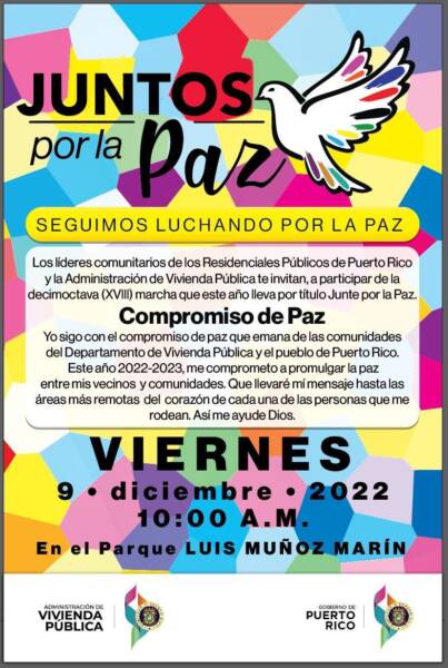 Vecinos de residenciales de vivienda pública elevan reclamo de paz para la isla mañana marcha junte por la paz.