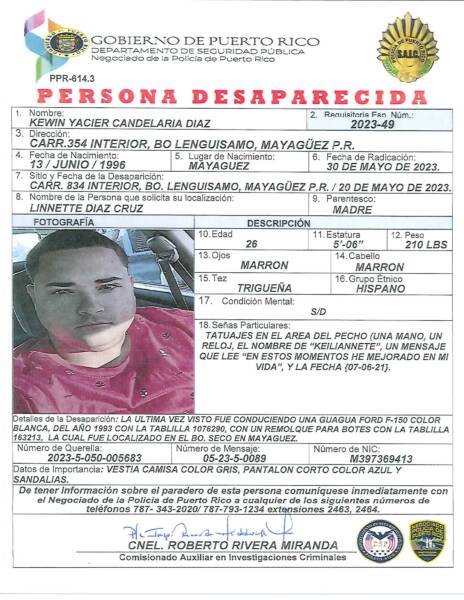 PERSONA DESAPARECIDA MAYAGUEZ