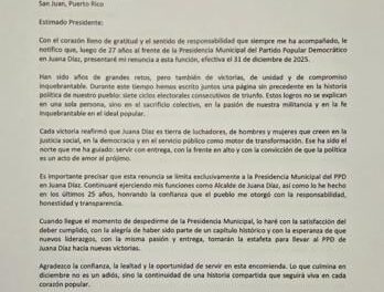 Alcalde de Juana Díaz anuncia su renuncia a la presidencia municipal del PPD