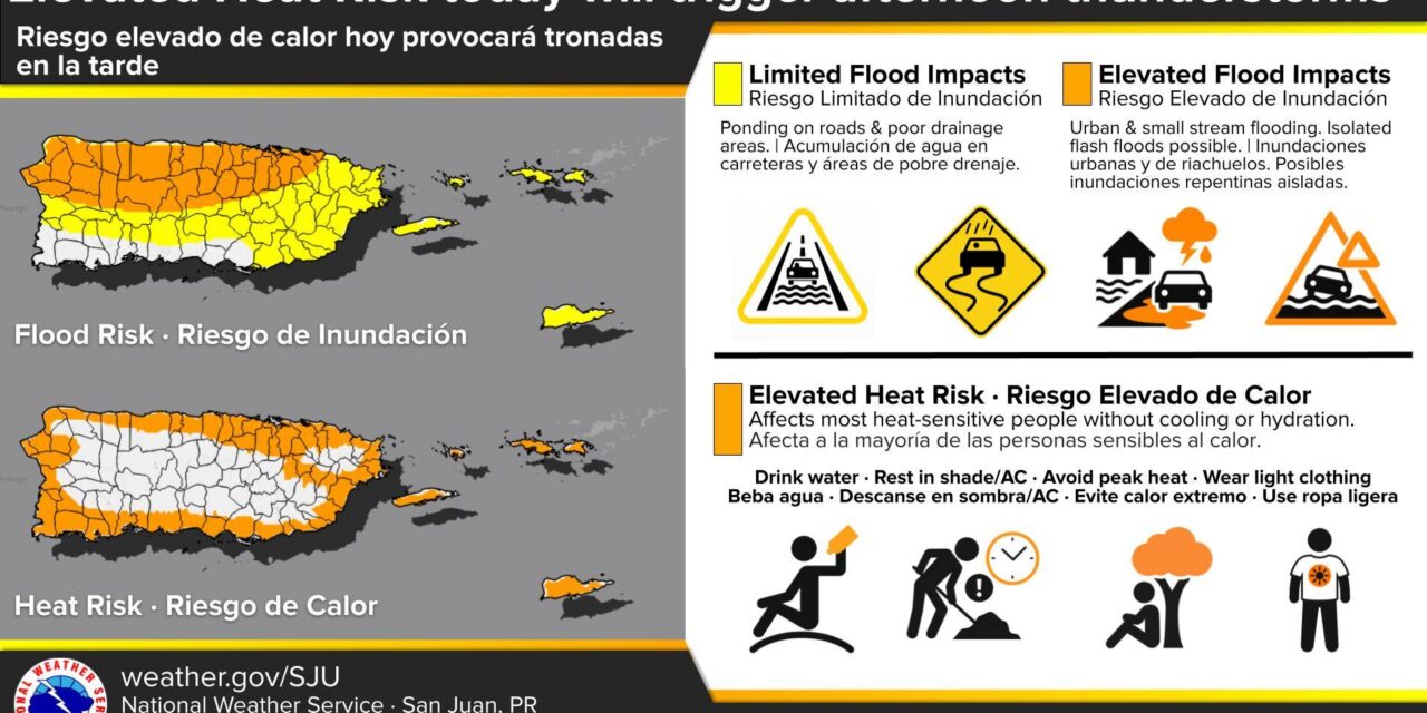 Alerta de calor y posibles tronadas en Puerto Rico