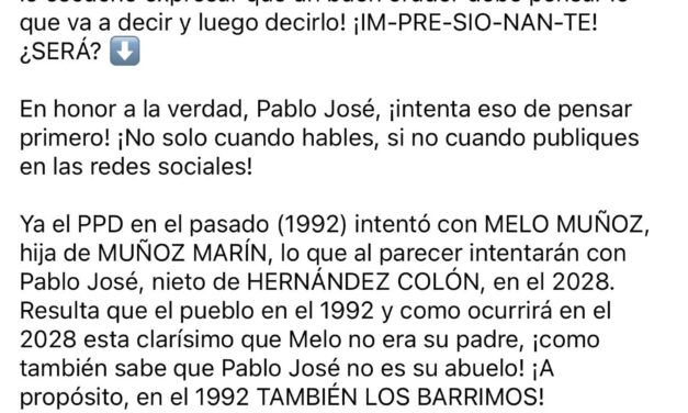 Se calientan las redes con fuerte tira y jala entre Rivera Schatz, Pablo José y la página oficial del PPD