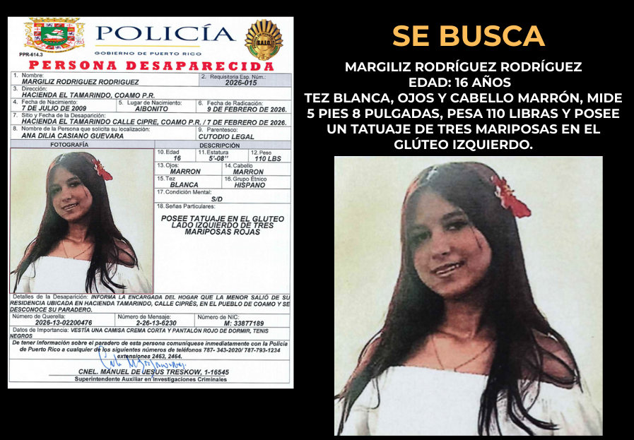 Continúa la búsqueda de adolescente desaparecida en Coamo