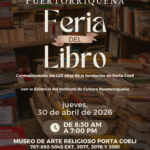 Instituto de Cultura Puertorriqueña invita a Feria de Libros en el Museo de Arte Religioso Porta Coeli