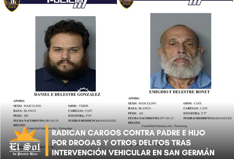 Radican cargos contra padre e hijo por drogas y otros delitos tras intervención vehicular en San Germán