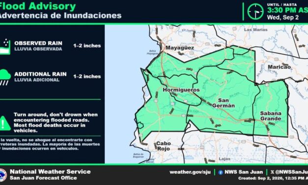 Servicio Nacional de Meteorología emite advertencias por inundaciones para municipios del oeste