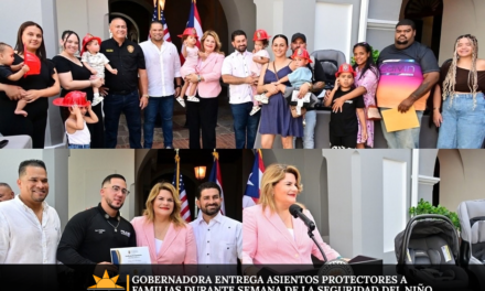 Gobernadora entrega asientos protectores a familias durante Semana de la Seguridad del Niño Pasajero