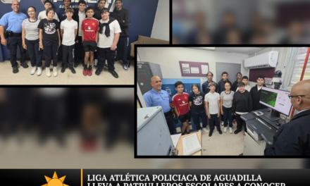 Liga Atlética Policiaca de Aguadilla lleva a patrulleros escolares a conocer la Comandancia