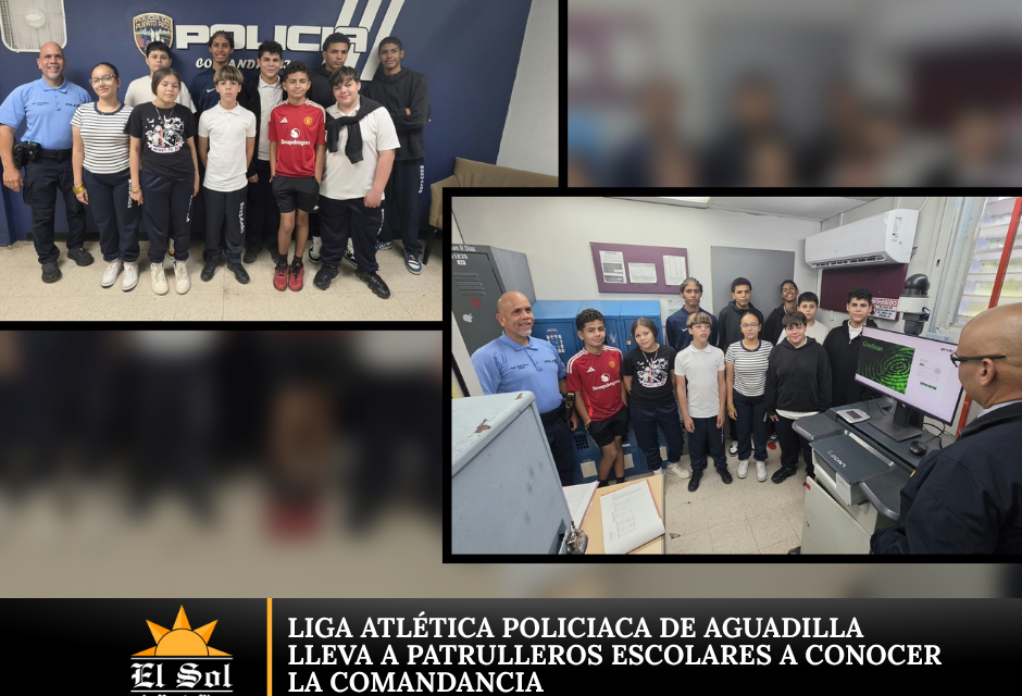Liga Atlética Policiaca de Aguadilla lleva a patrulleros escolares a conocer la Comandancia