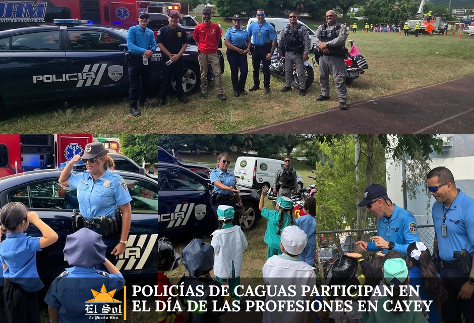 Policías de Caguas participan en el Día de las Profesiones en Cayey